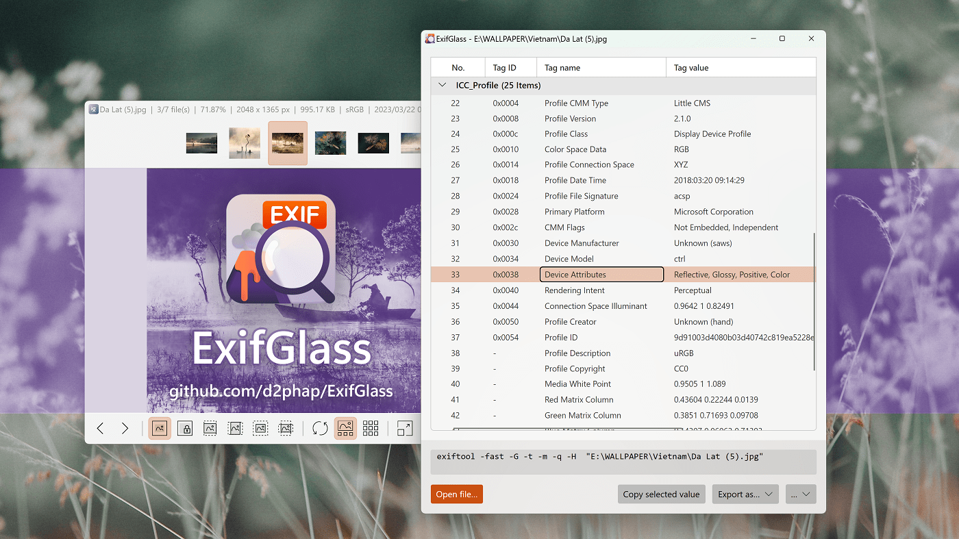 GitHub d2phap/ExifGlass EXIF metadata viewing tool