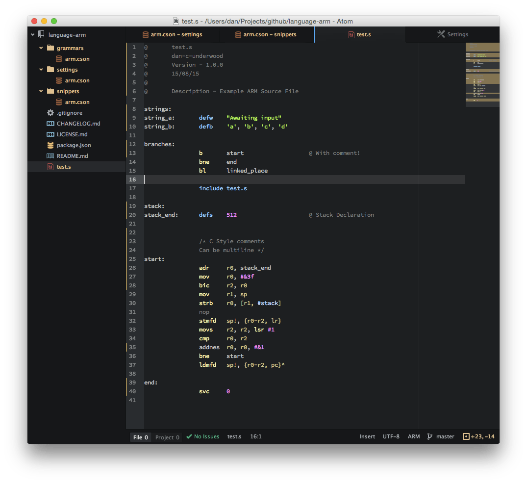 GitHub dancunderwood/languagearm ARM Syntax highlighting for Atom