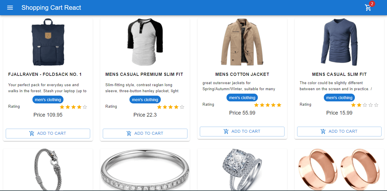 GitHub shopping cart module using react