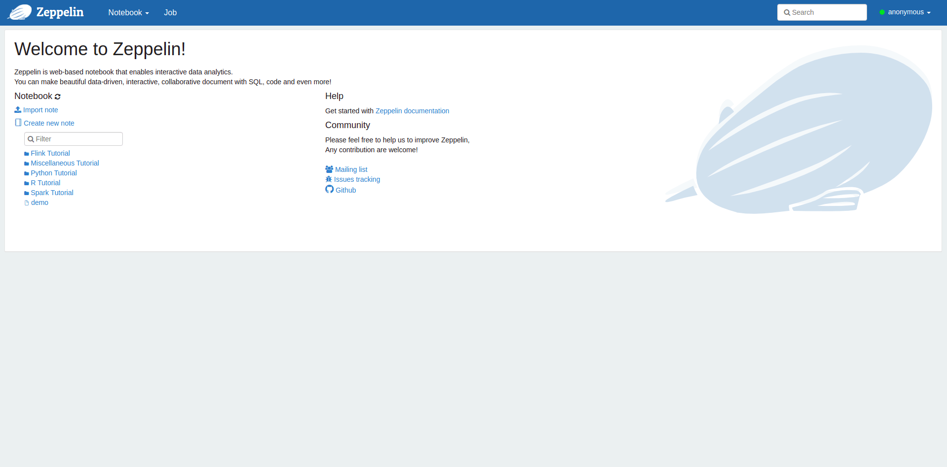 Cài đặt Zeppelin Notebook De Manejar
