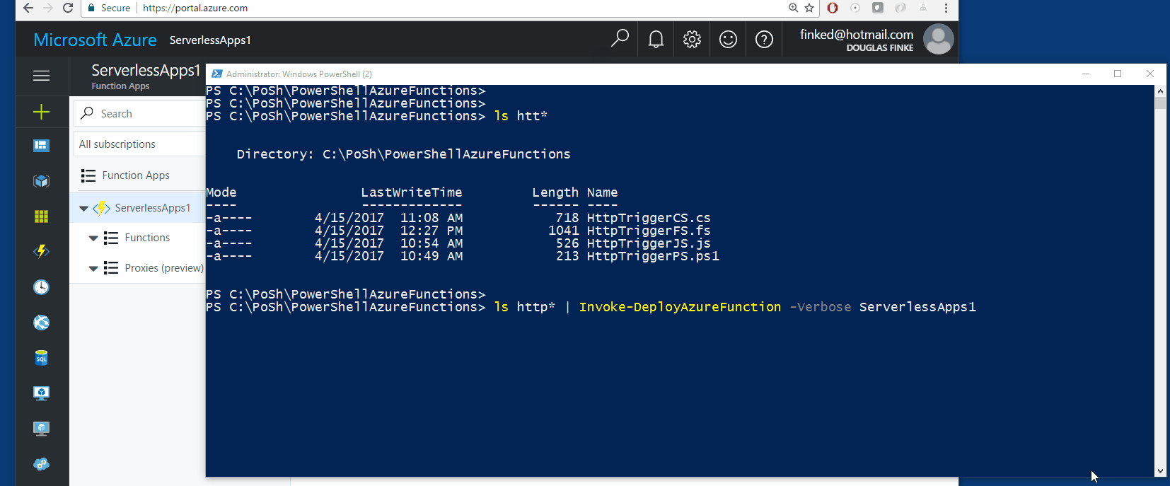 Rapidly deploy Serverless Azure Functions using PowerShell