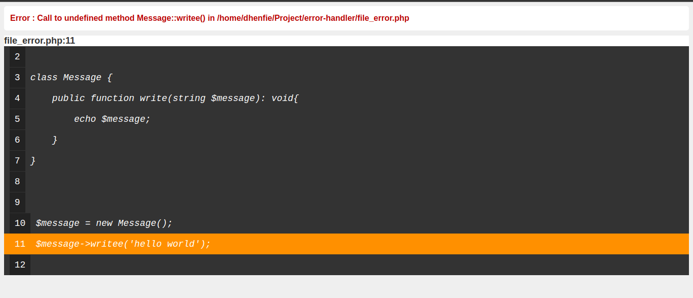 GitHub dhenfie/errorhandler global custom error handler php
