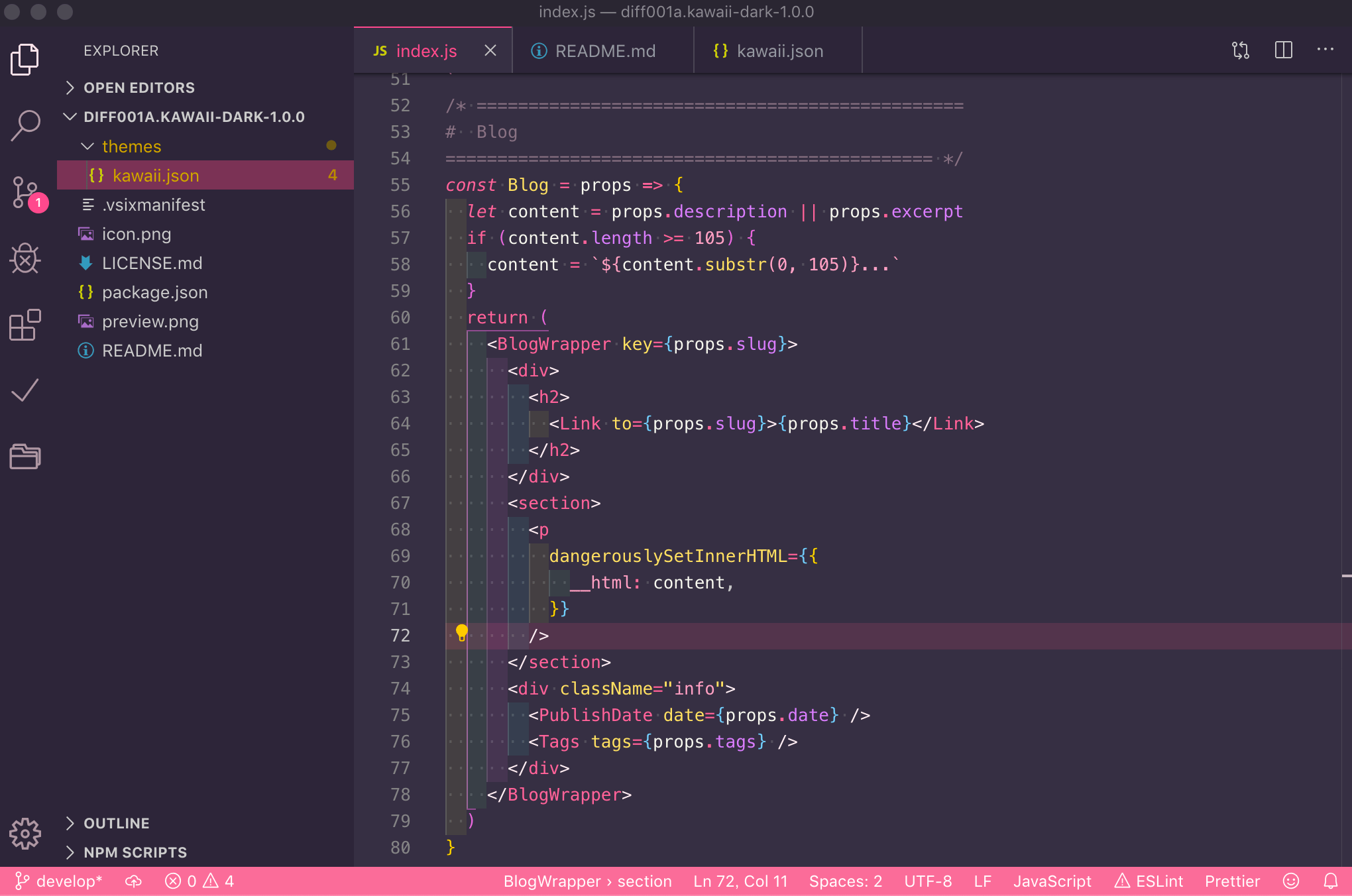 GitHub diff001a/KawaiiTheme A sweet theme for VSCode.