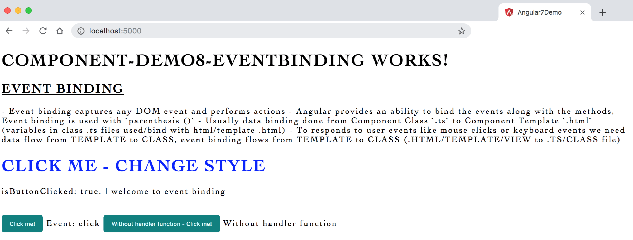 Image Output Event binding with (click) After Click