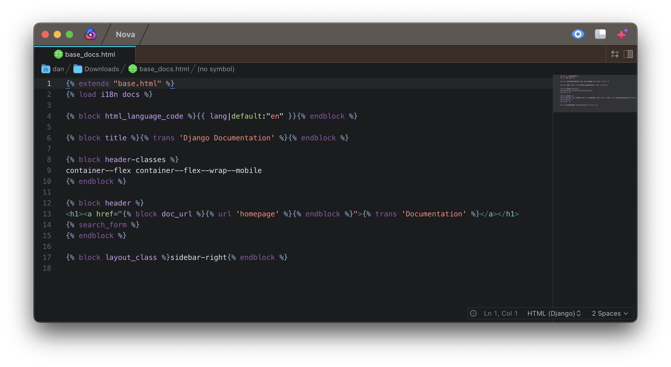 GitHub djch/HTMLDjango.novaextension Syntax highlighting for Django