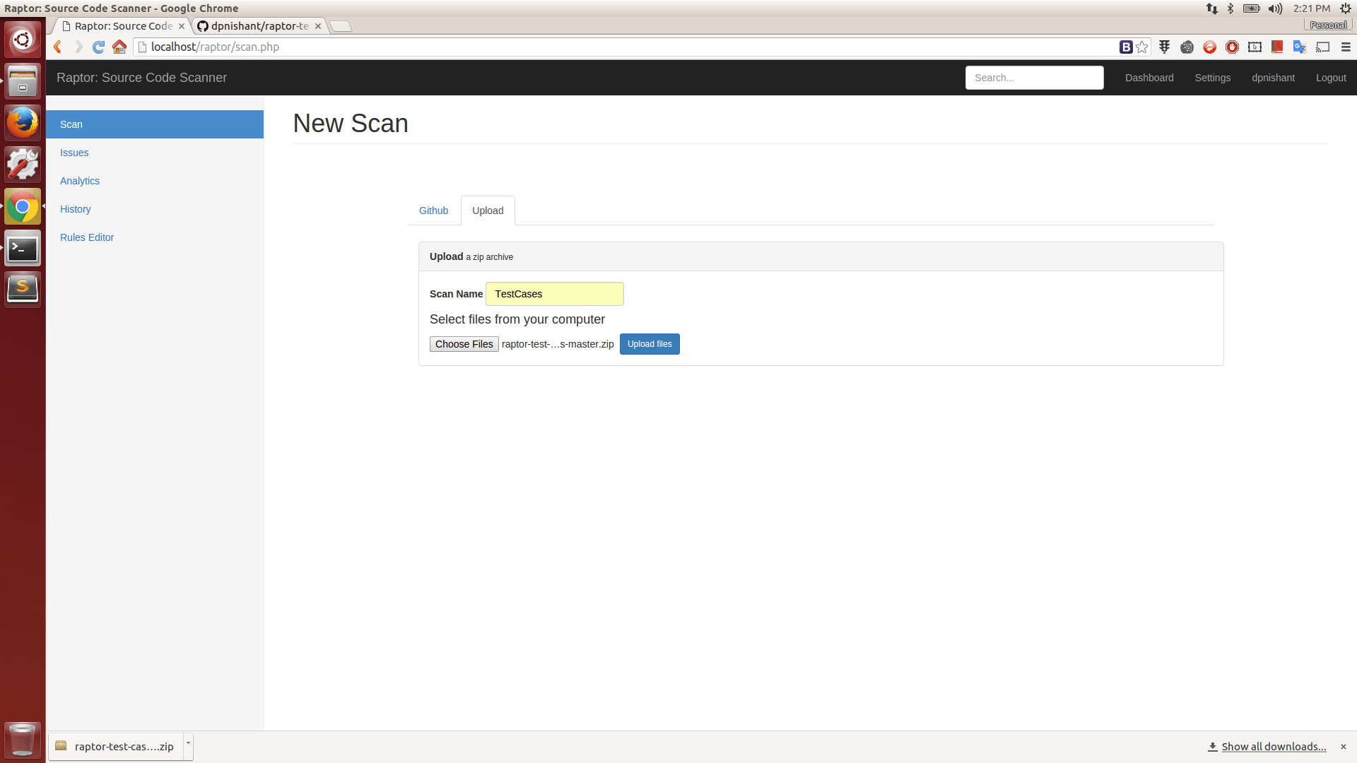 raptor Webbased Source Code Vulnerability Scanner • Testing