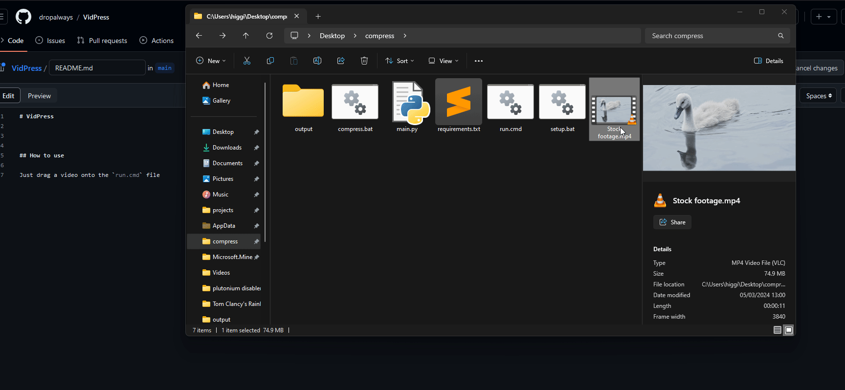 GitHub dropalways/VidPress VidPress is a python tool that uses