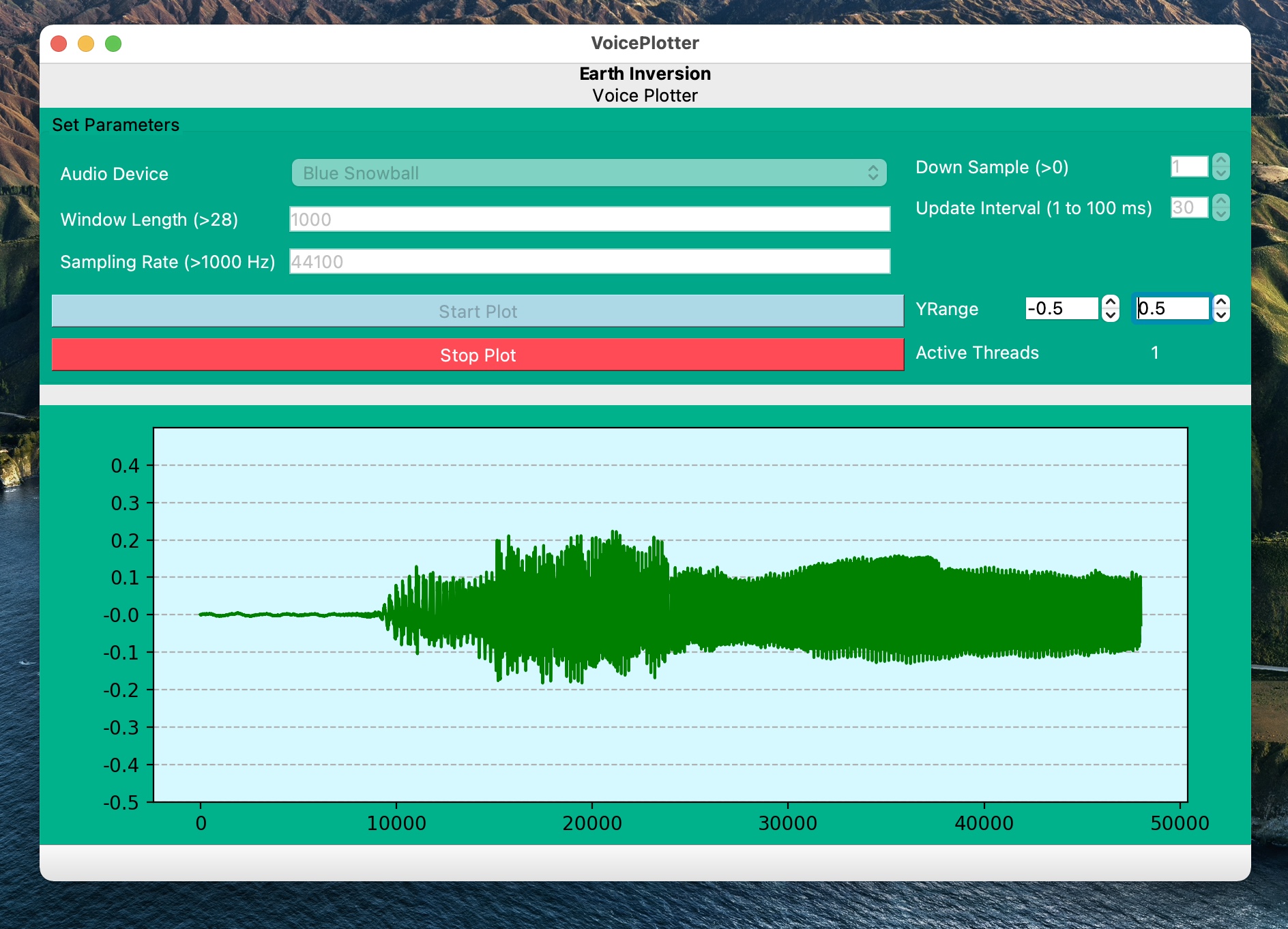 PyQt5 Application for visualizing ambient sound in realtime (codes