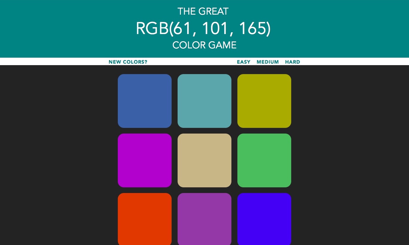 RGB Color Game Software Projects Erin Laidley