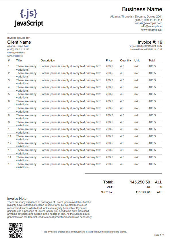 GitHub edisonneza/jspdfinvoicetemplate PDF template created to