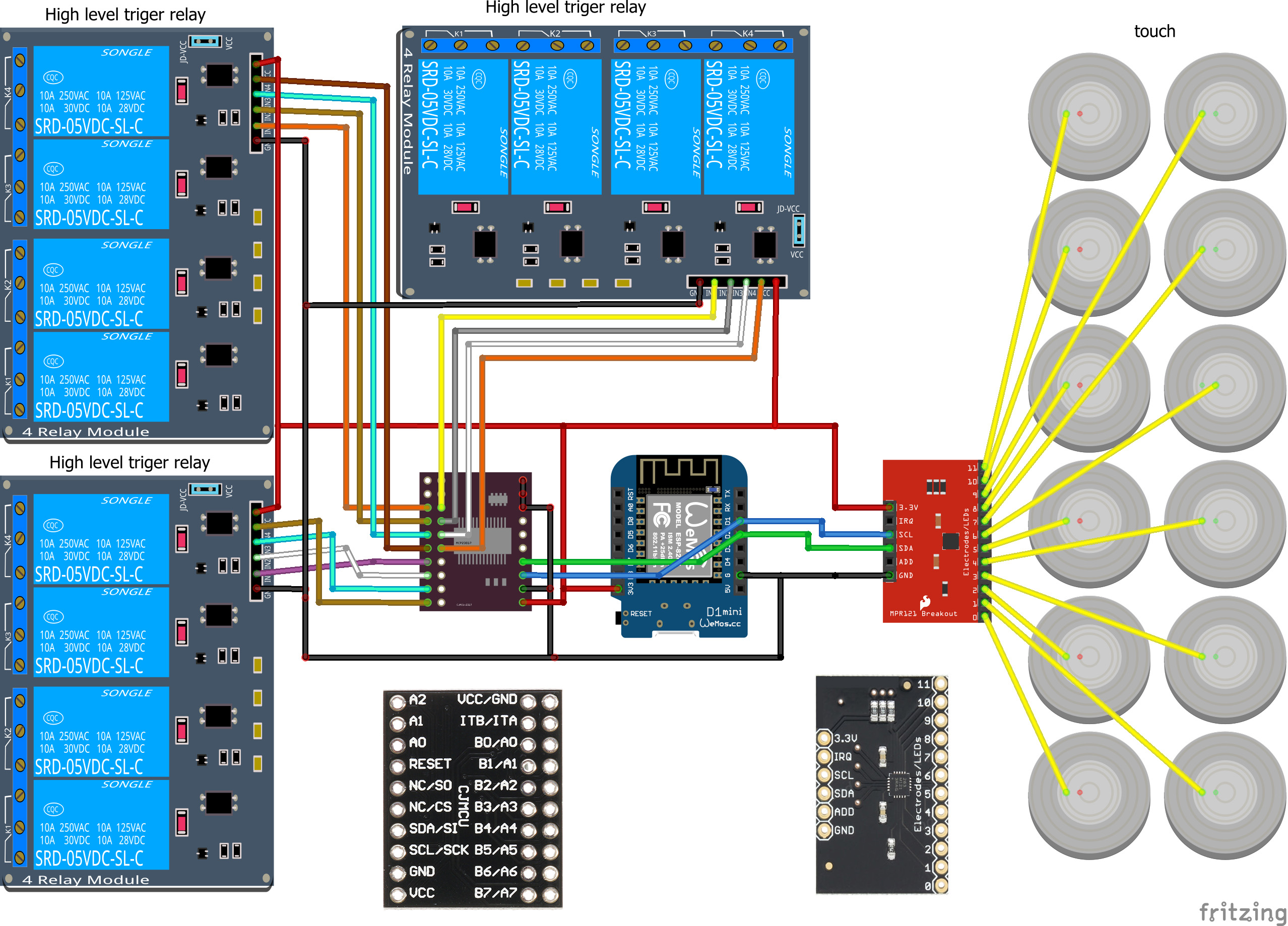 Esp8266 12 touch control relay
