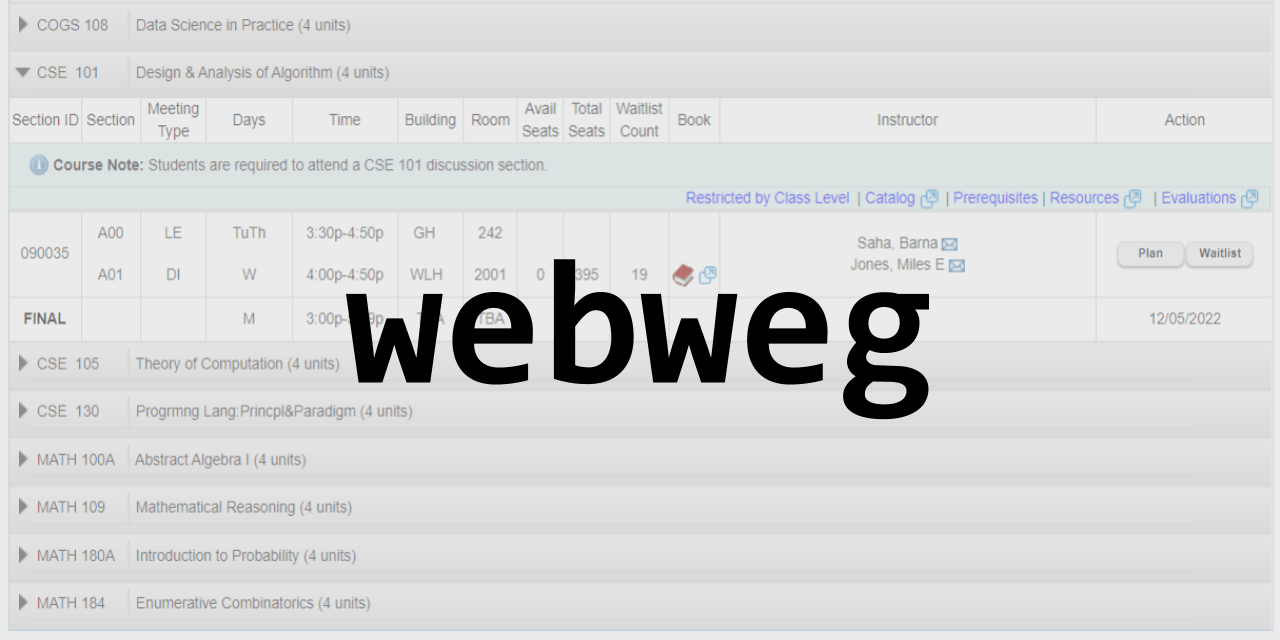 GitHub UCSDHistoricalEnrollmentData/webweg An asynchronous API
