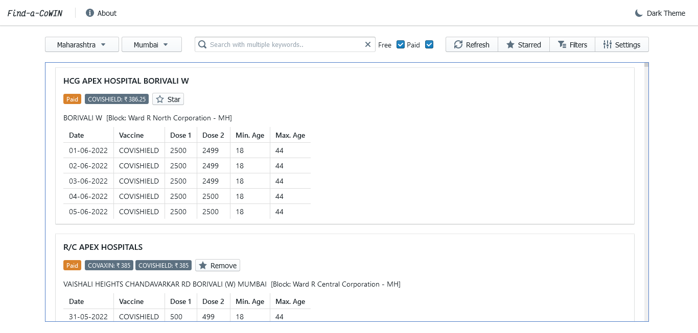 GitHub faraazb/findacowin A slot finder/checker for the CoWIN