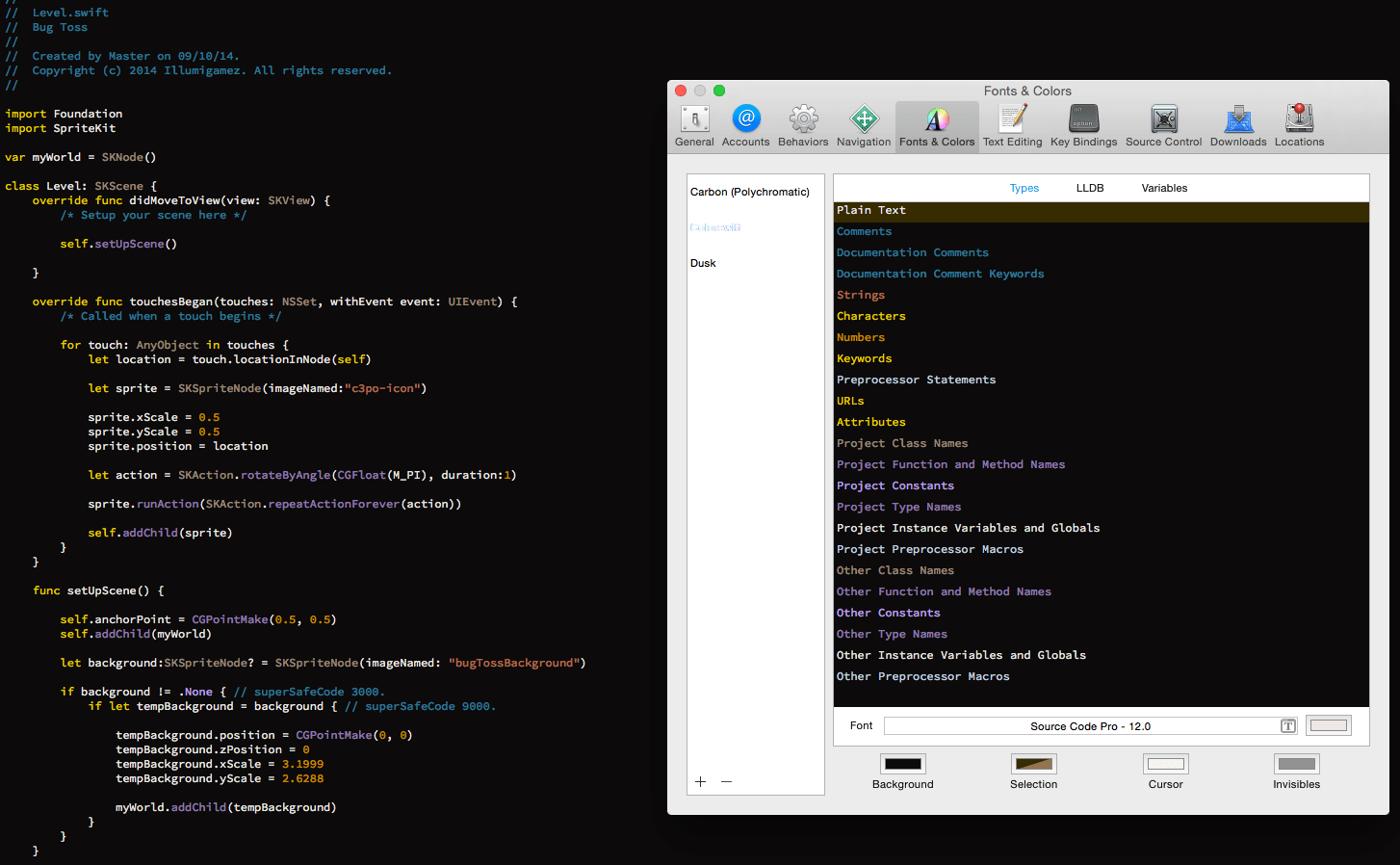 GitHub ferologics/Colorswift Xcode color scheme made for Swift