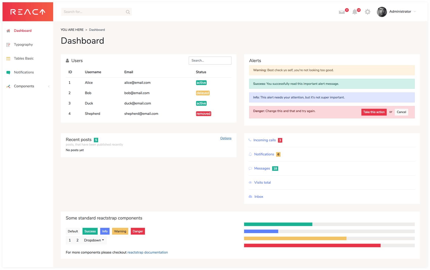 reactdashboard A JavaScript repository from Flatlogic Flatlogic