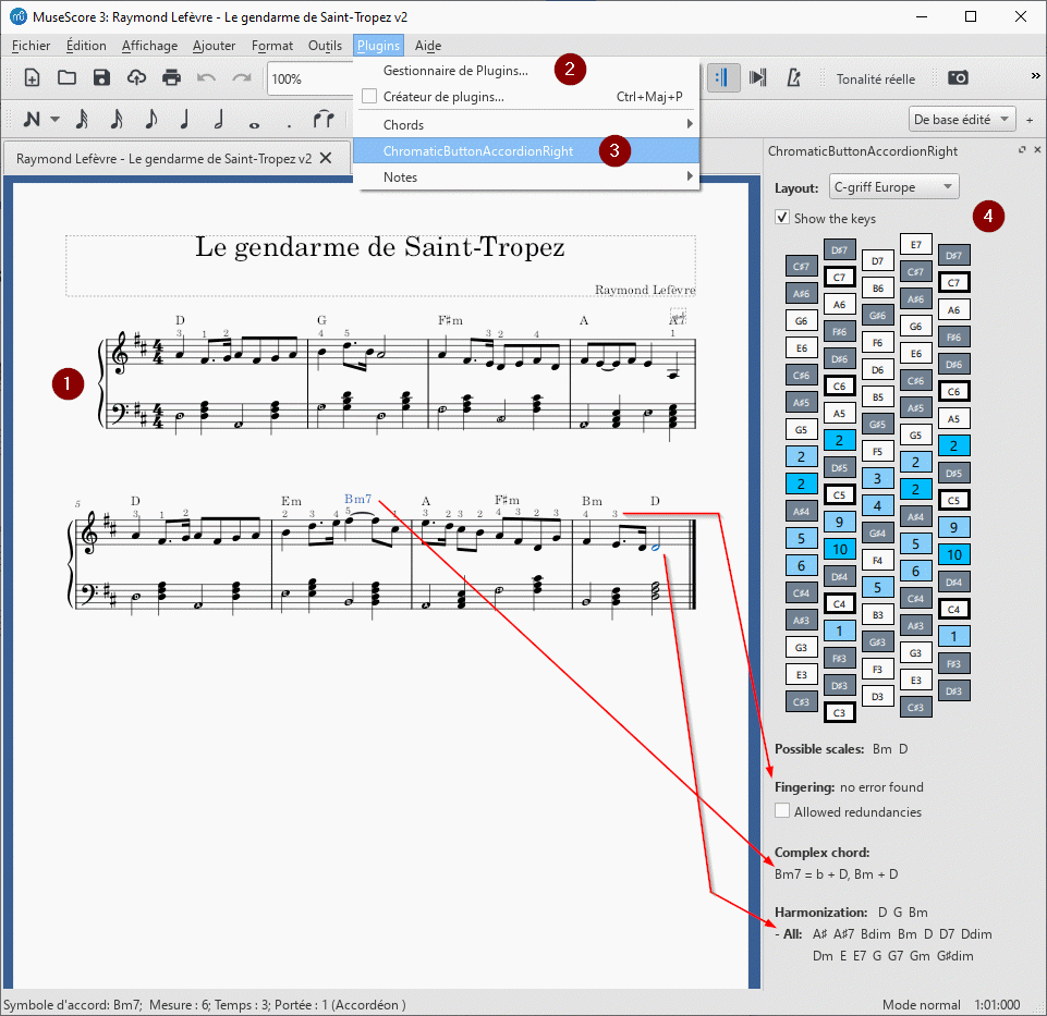 Chromatic button accordion, right hand MuseScore