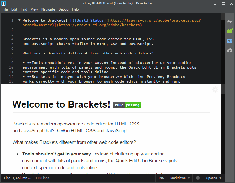 Brackets text editor good tools mokasinviewer