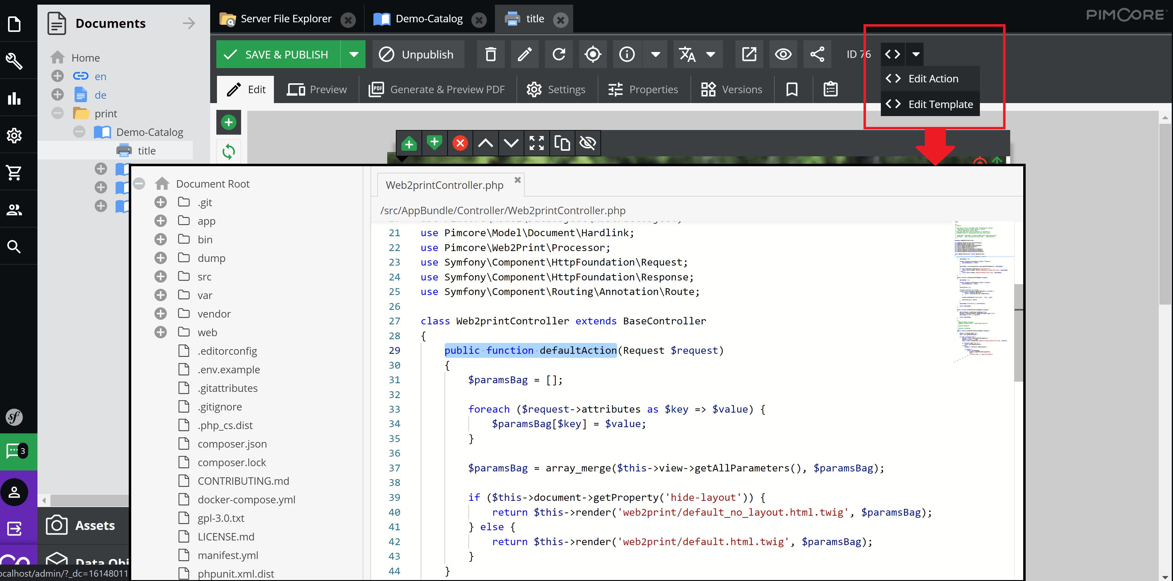 InBrowser Code Editor Pimcore Extension