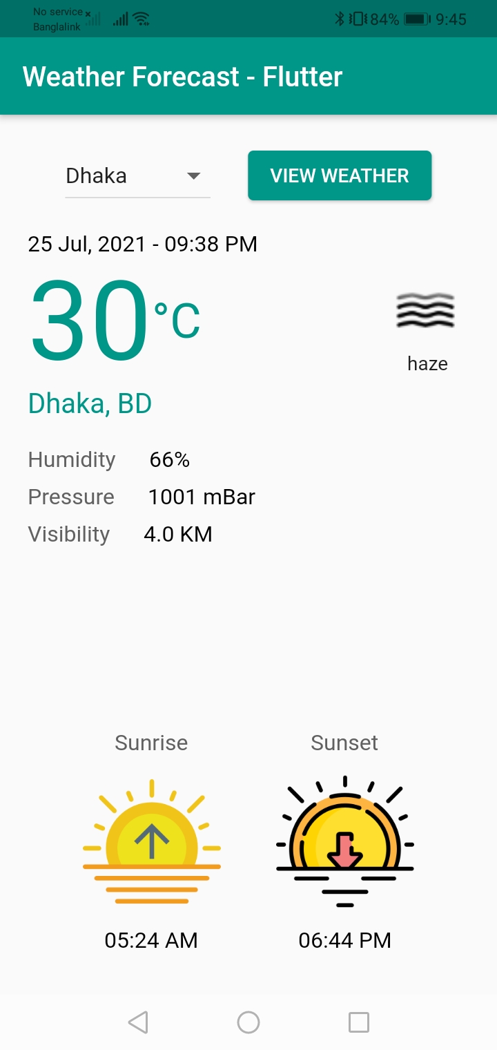 A simple weather forecast App using Open Weather Map API