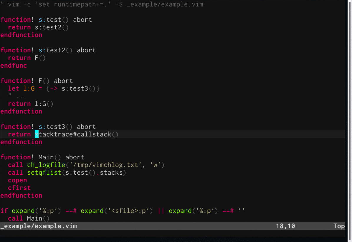GitHub haya14busa/vimstacktrace Stacktrace of Vim script