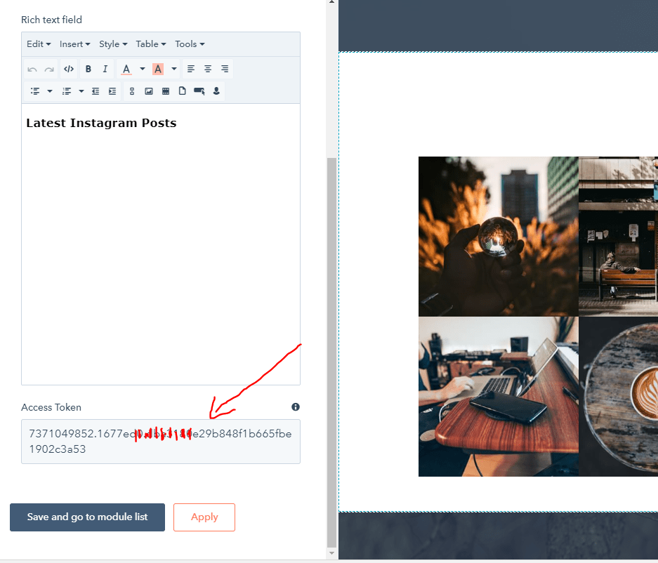 HubSpot Instagram Feed Module