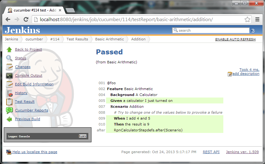 Cucumber json test reporting Jenkins plugin