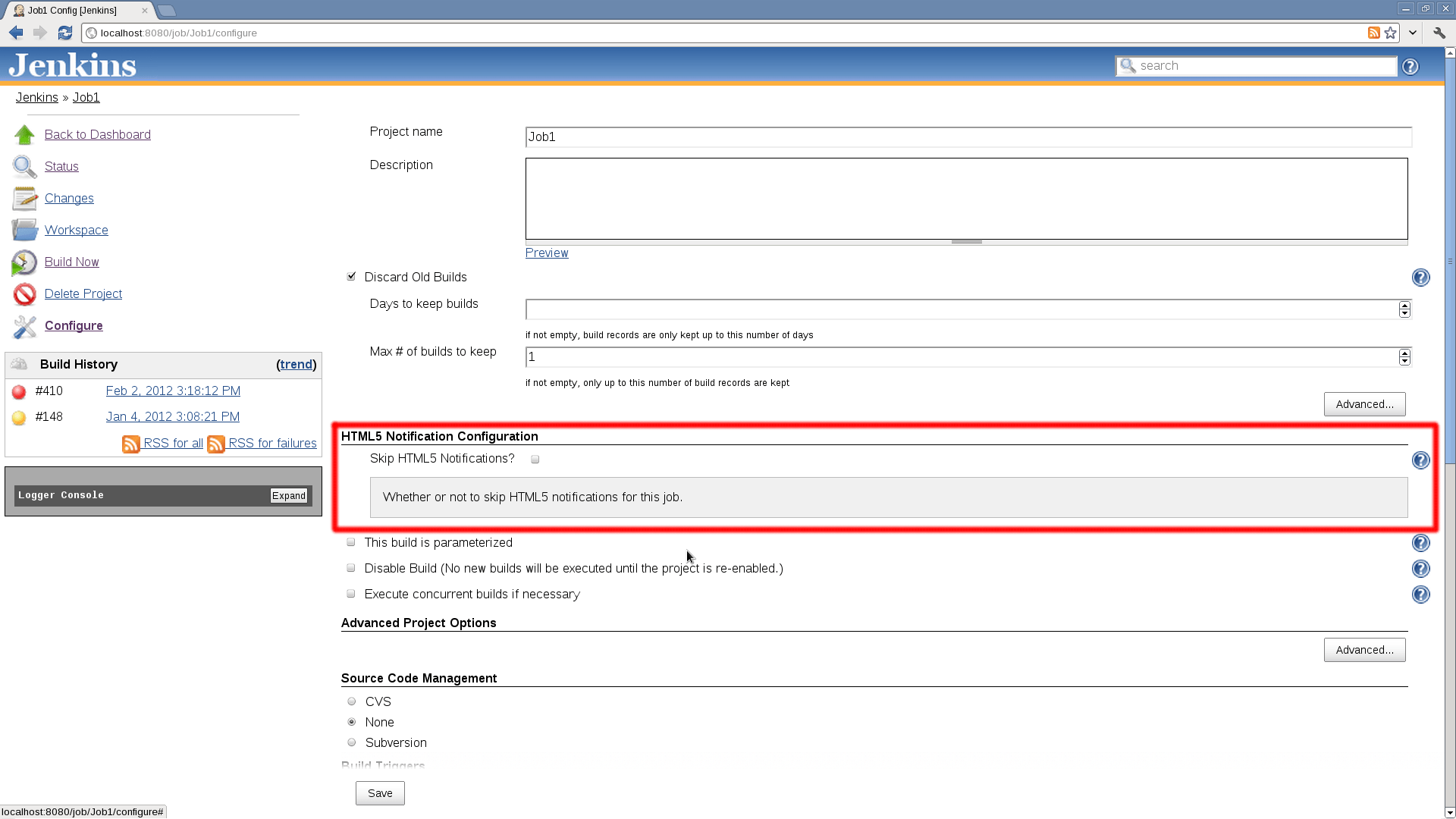HTML5 Notifier Jenkins plugin