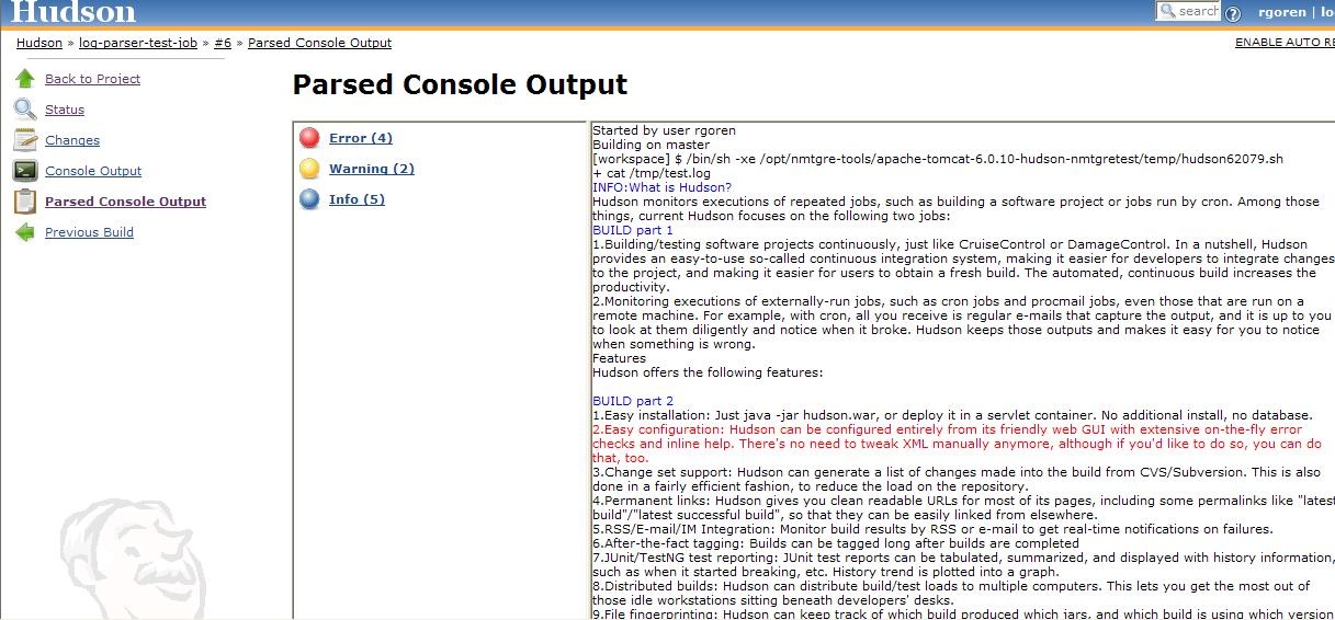 Log Parser Jenkins plugin