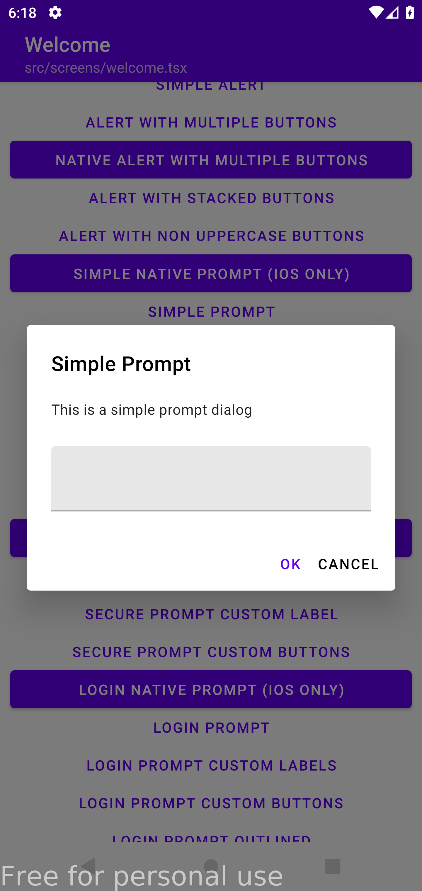 Cross Platform Material Alert and Prompt Dialogs for React Native