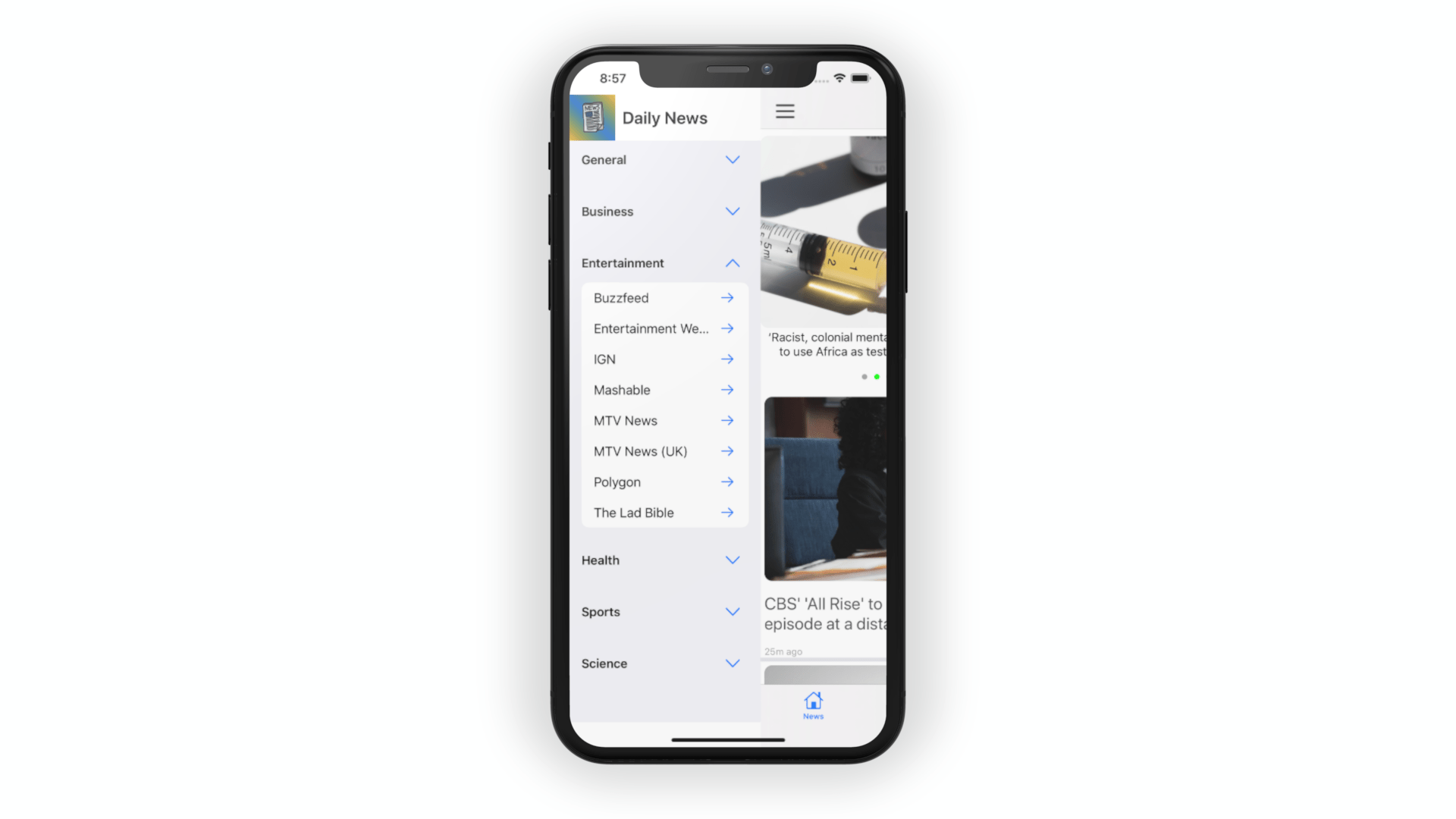 A news app with good looking user interface using swift