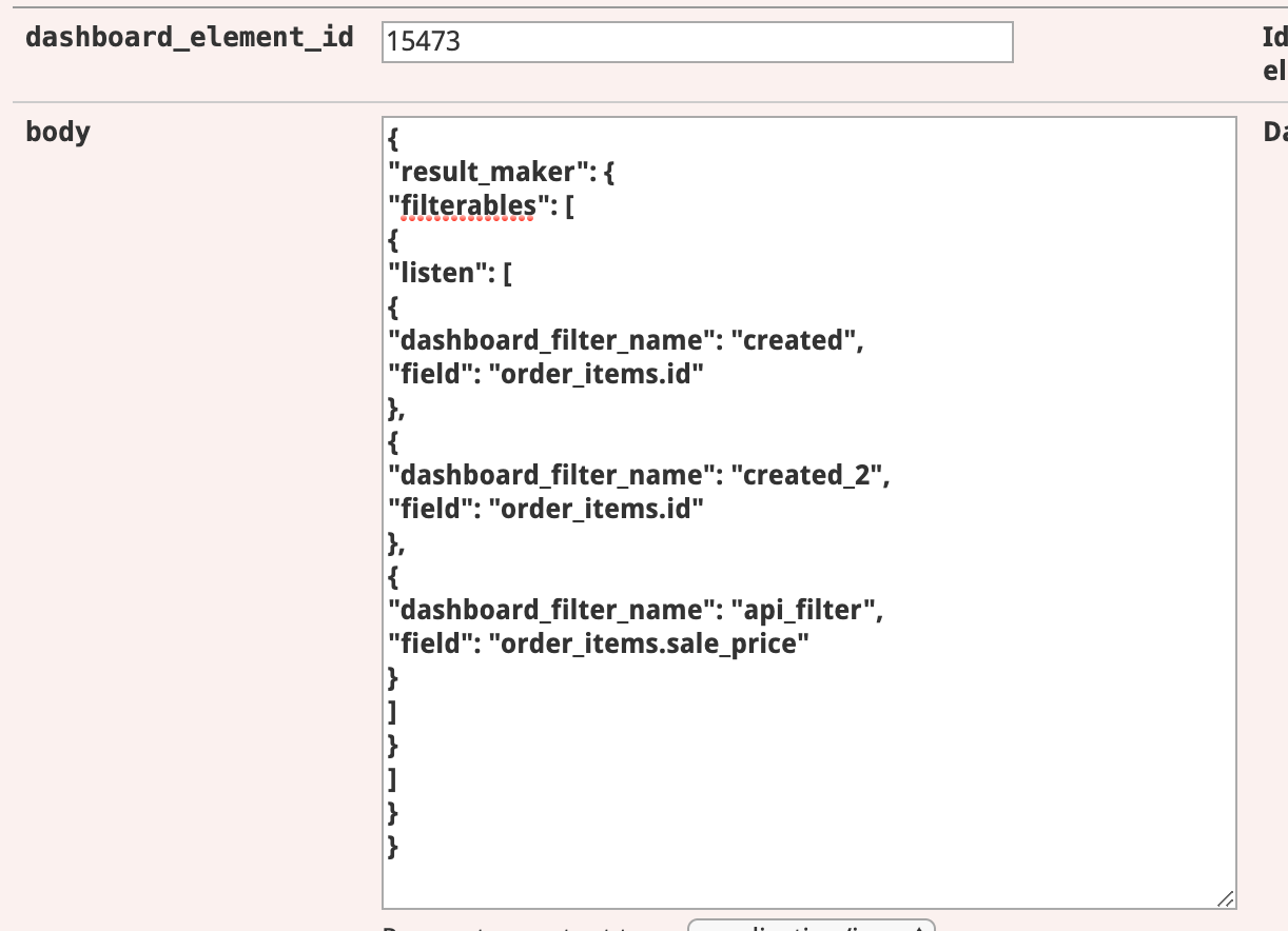 How To Create a Dashboard Filter Through the API Looker