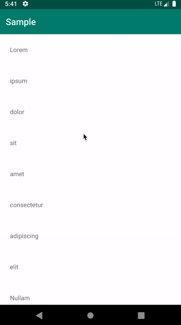 Android Arsenal Hidden SearchView in RecyclerView
