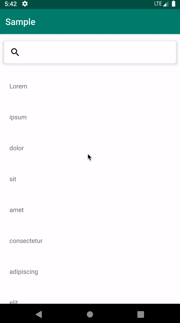 HiddenSearchWithRecyclerView Simple library to codeKK AndroidOpen