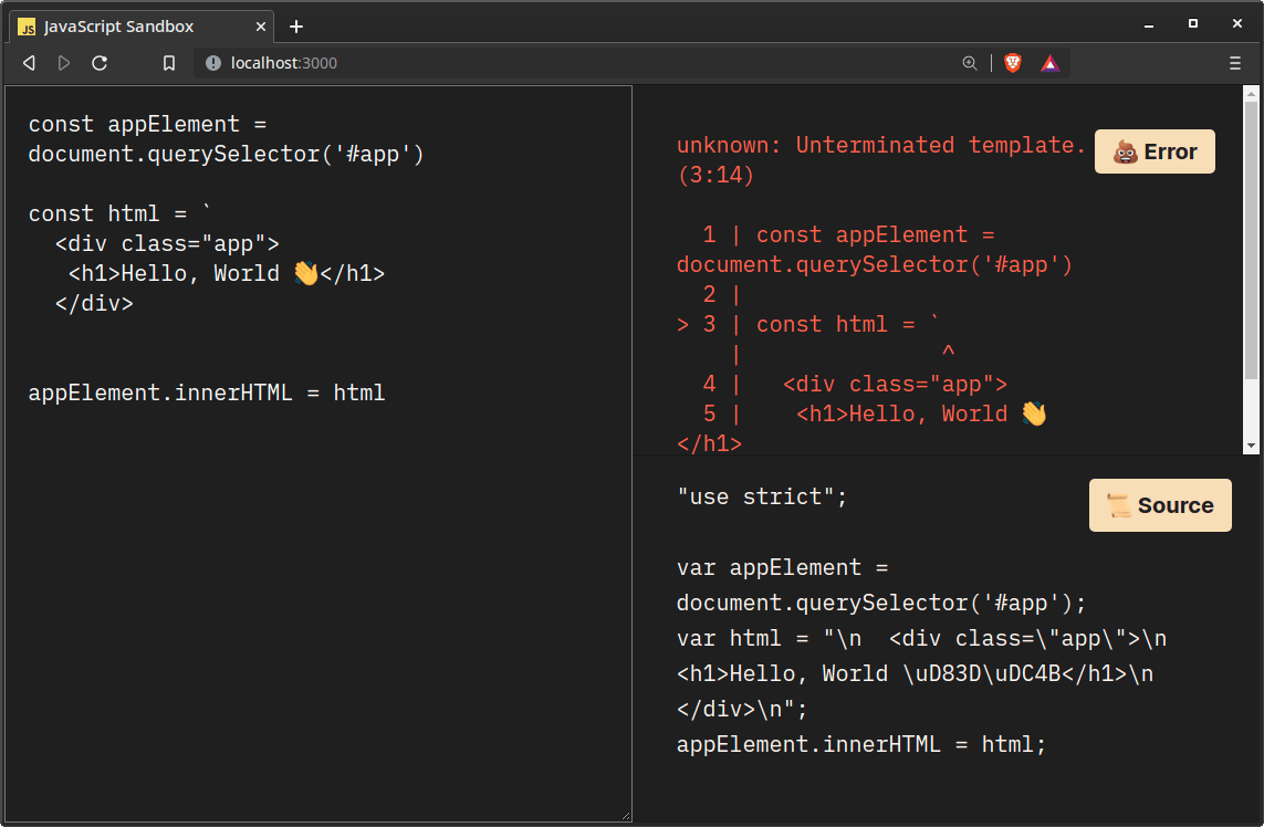 Create a JavaScript Code Sandbox