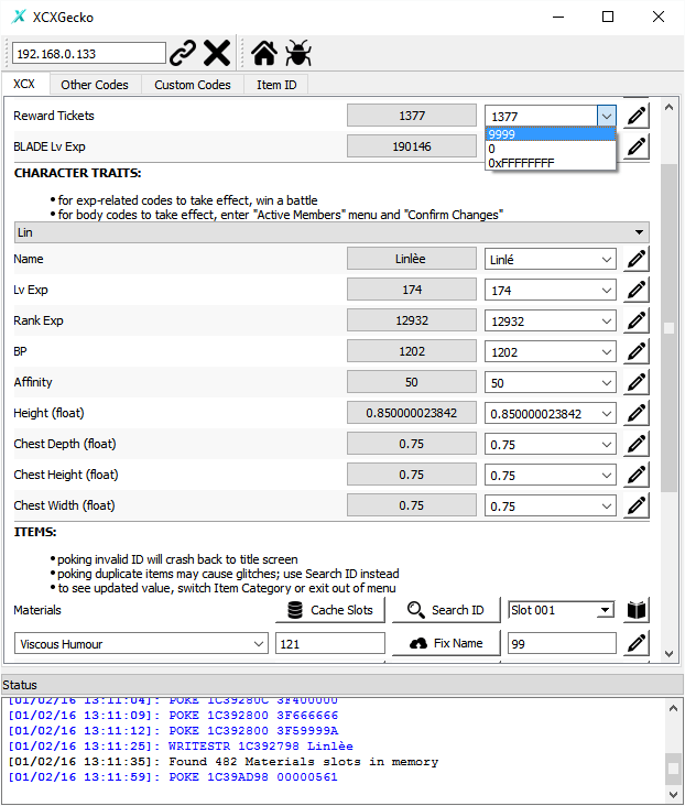 XCXGecko Xenoblade Chronicles X trainer GUI using pyGecko GBAtemp