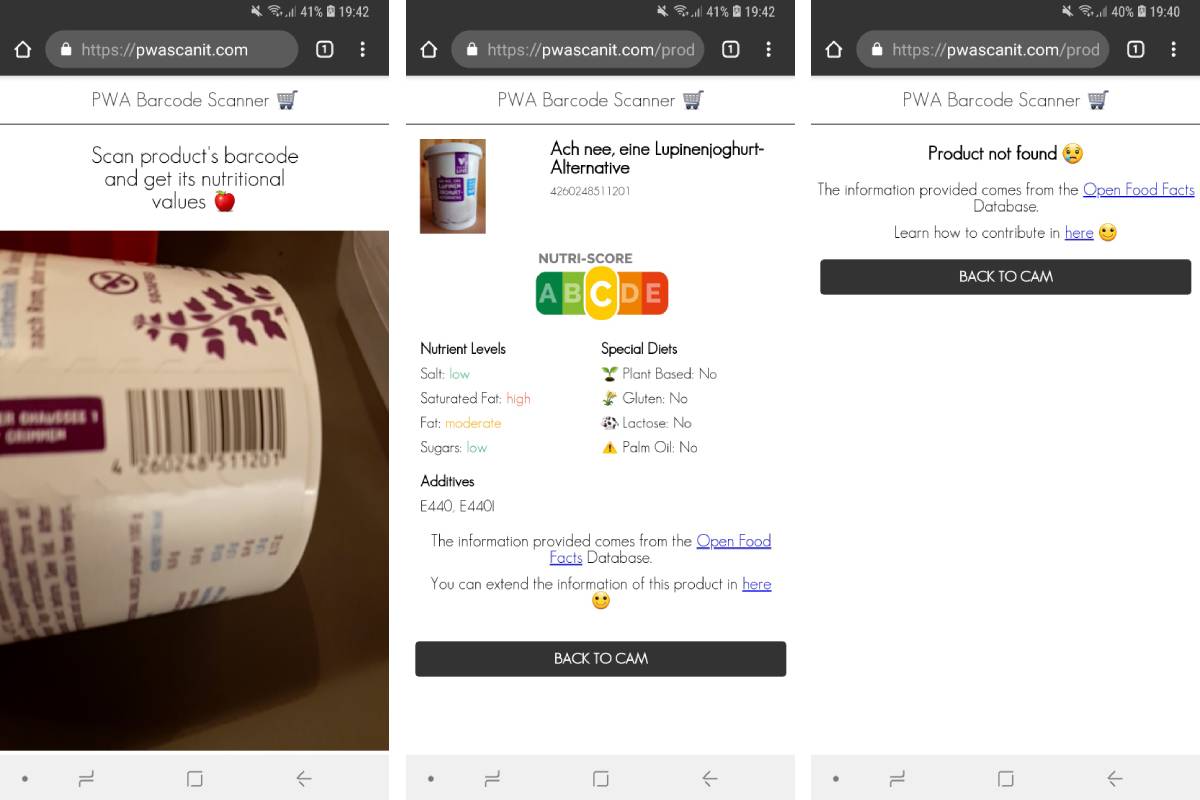 Alternatives and detailed information of Pwa Barcode Scanner