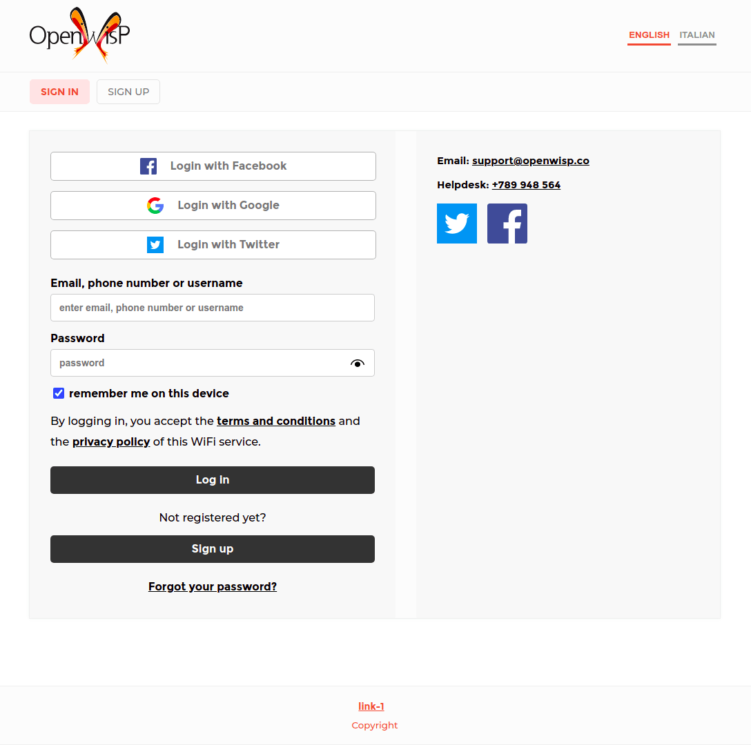 WiFi Login Pages OpenWISP dev documentation