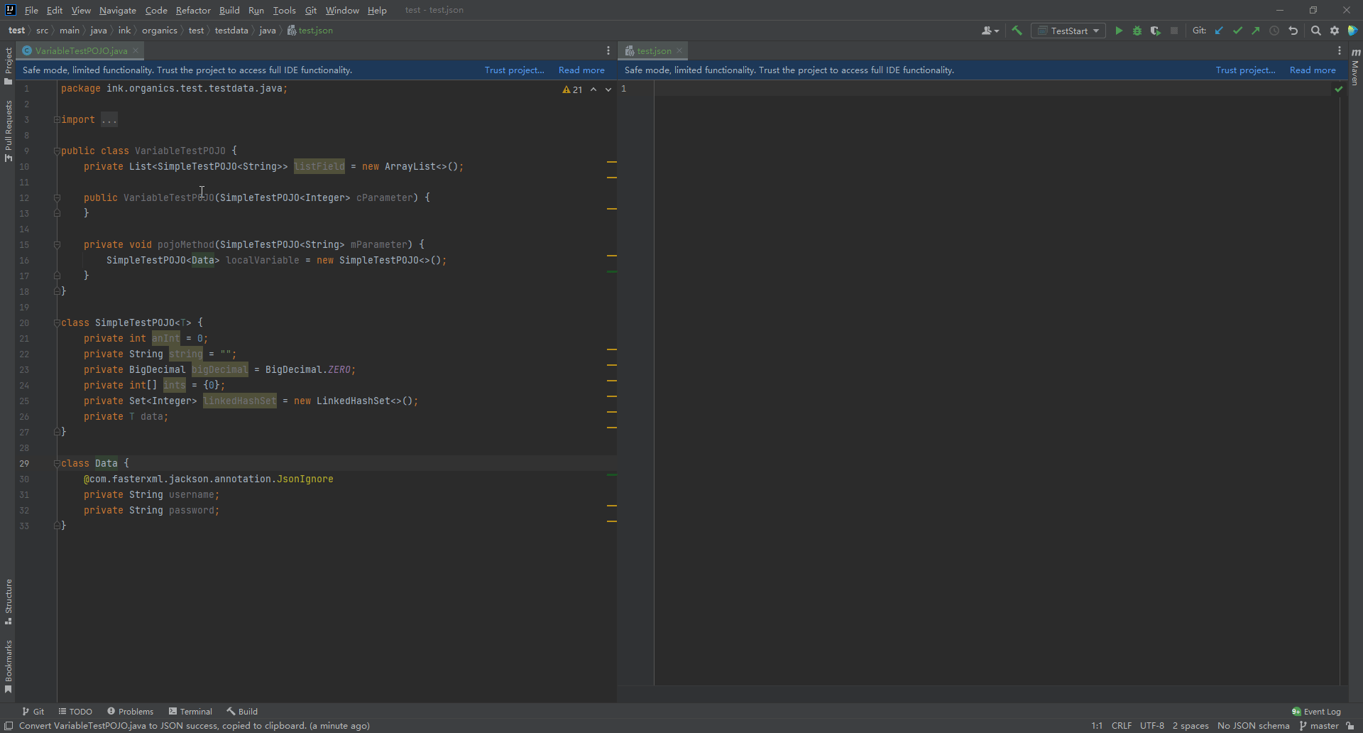 POJO to JSON IntelliJ IDEs Plugin Marketplace