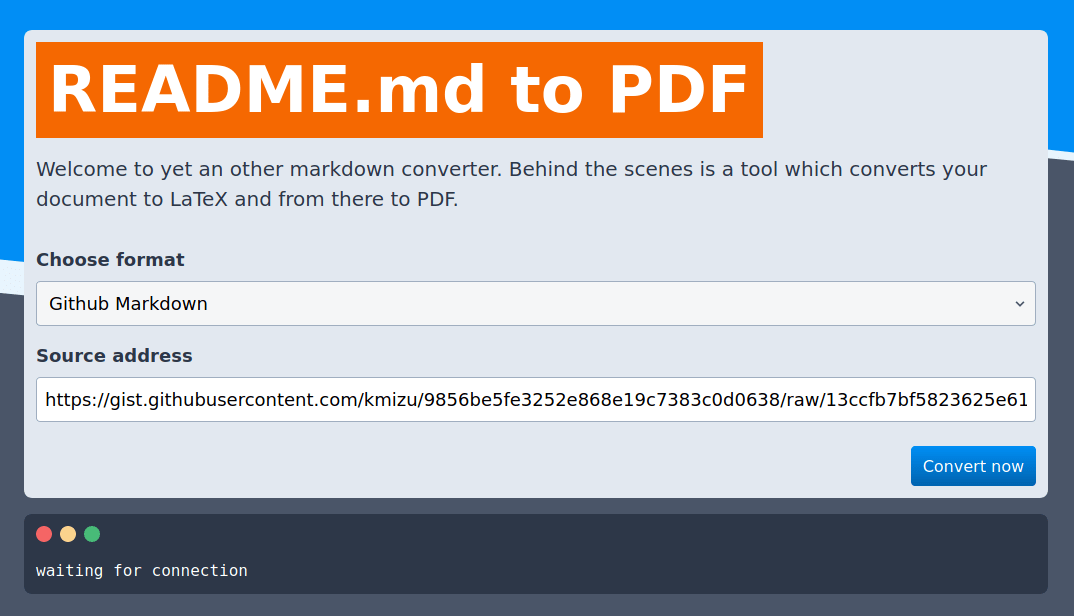 GitHub p3t3r67x0/markdownwebapp A simple webapp to convert markdown with help of pandoc and