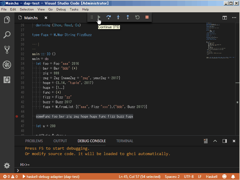 haskelldap haskelldap is a GHCi having DAP interface.