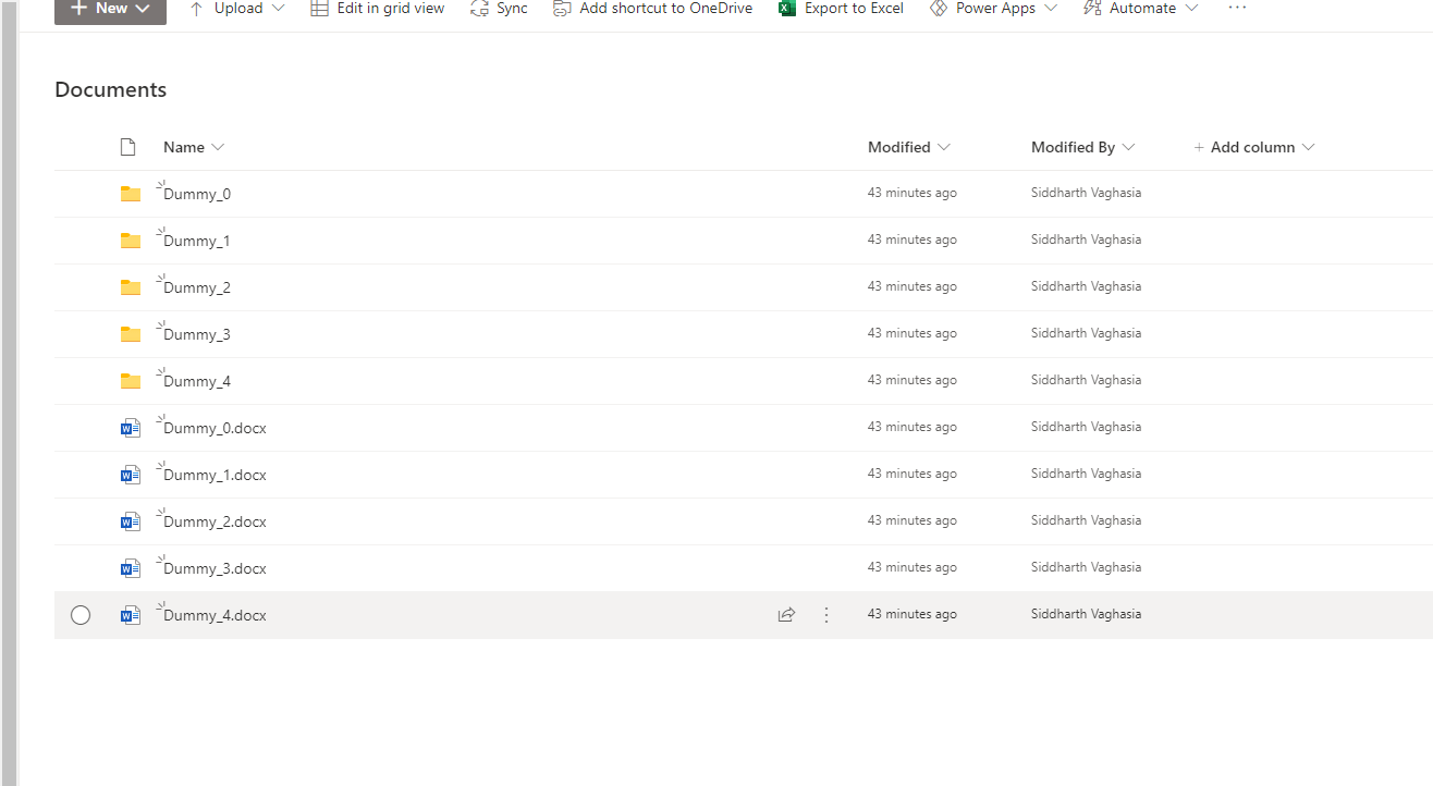 Create bulk dummy documents in SharePoint Document library (Sample