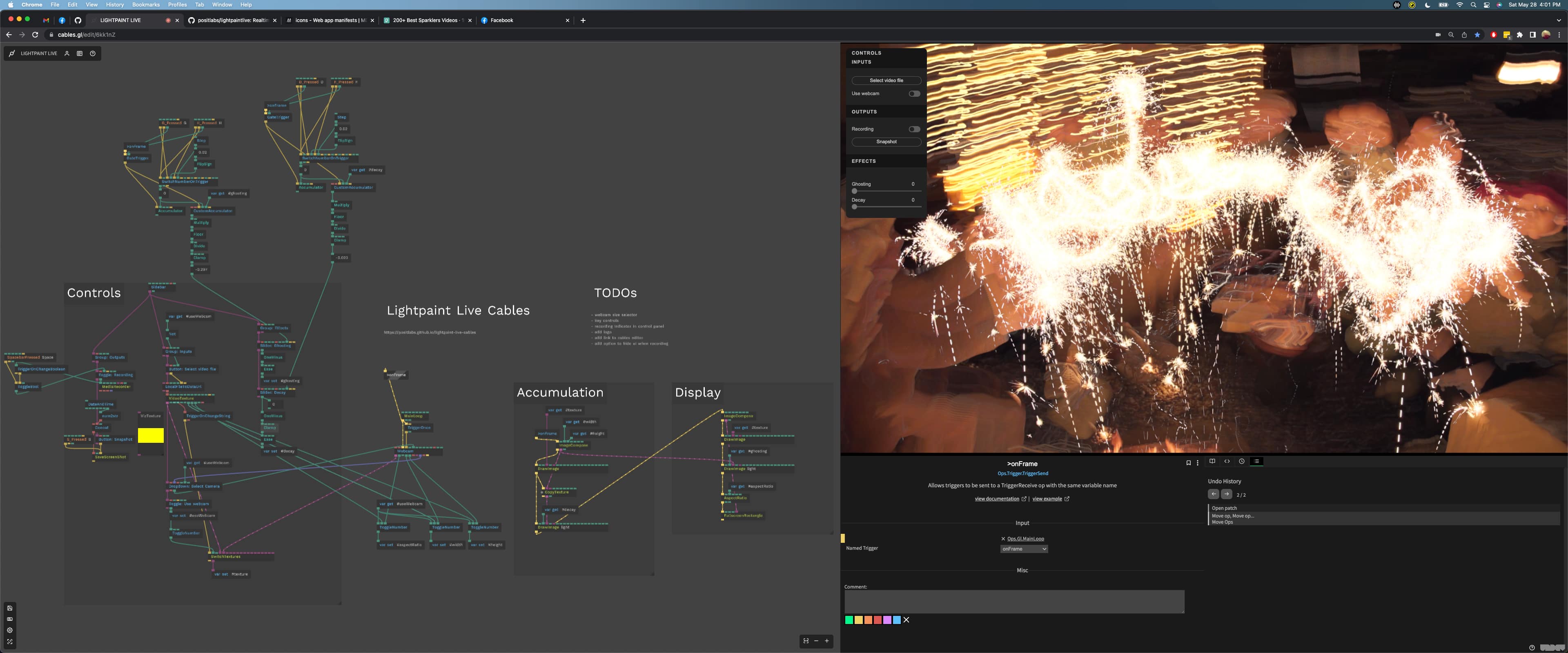 Lightpaint Live on Cables.gl r/creativecoding