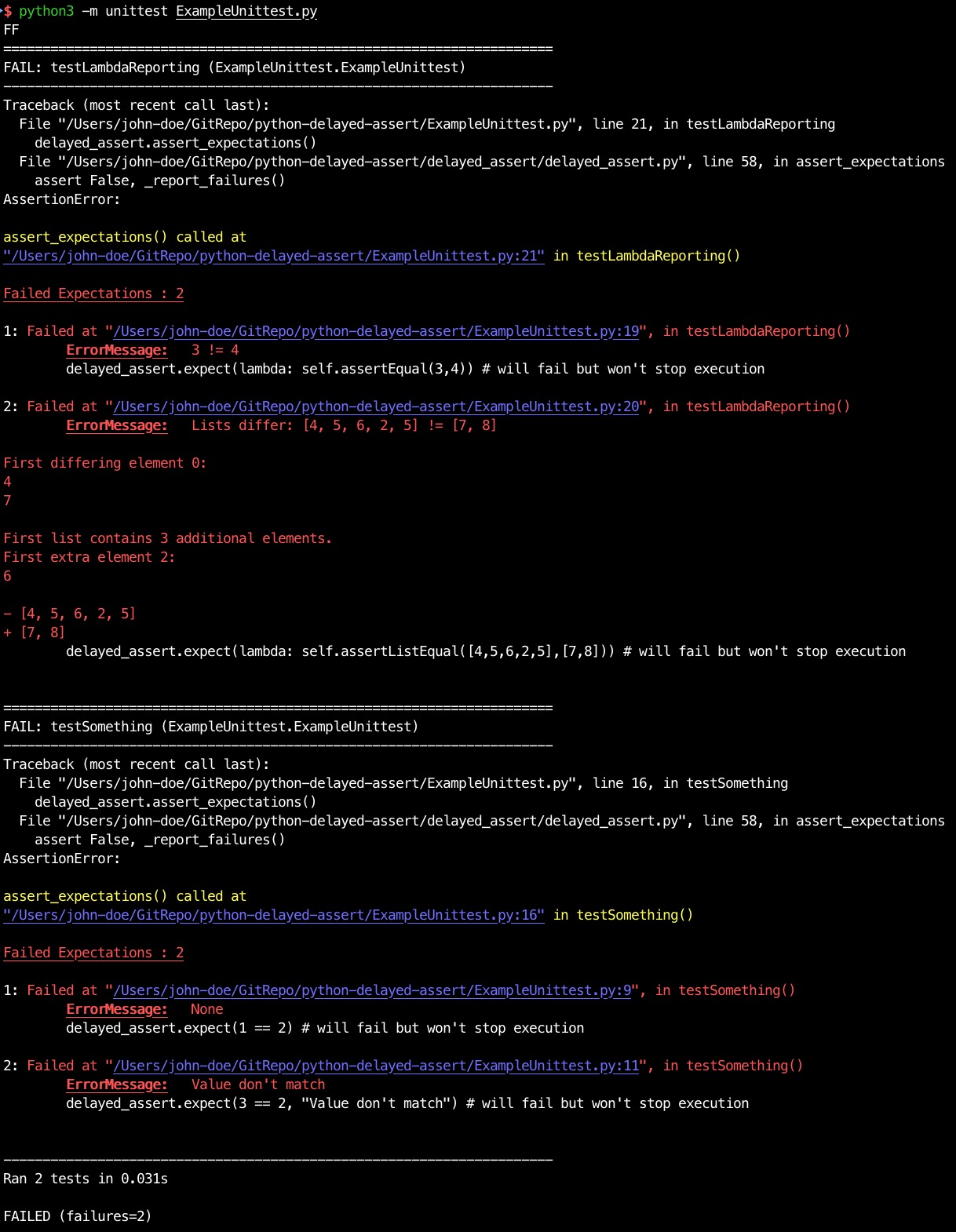 GitHub pr4bh4sh/delayedassert Delayed aka. Soft assert for python