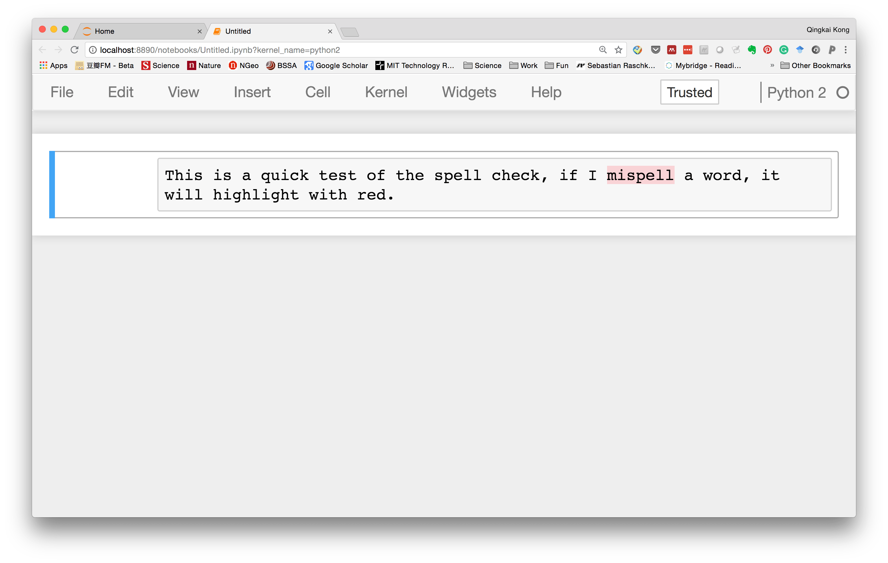 Qingkai's Blog Spell checking in Jupyter notebook markdown cells