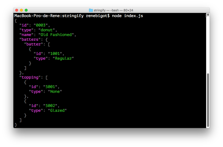 GitHub renebigot/nodejsoncolorstringify Substitute JSON.stringify