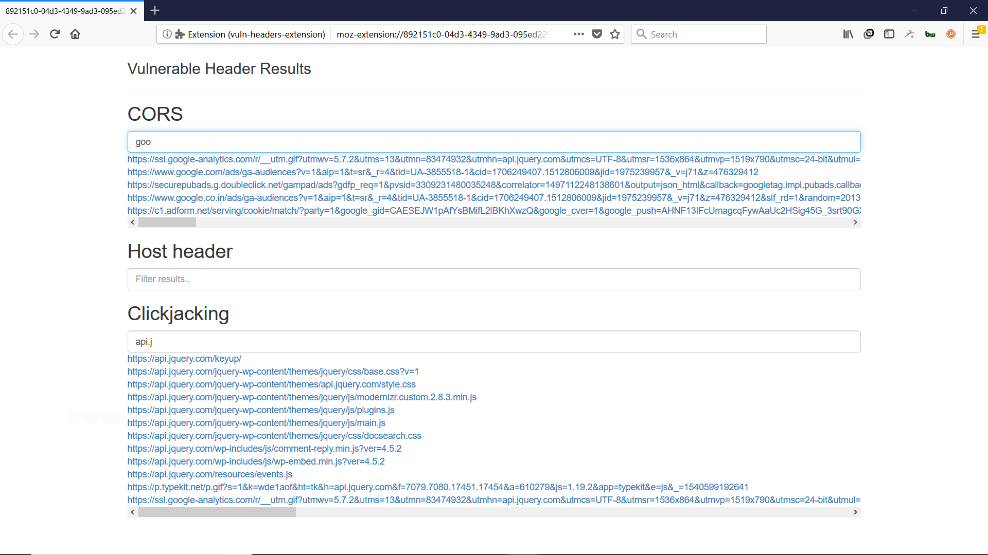 GitHub rewanthtammana/vulnheadersextension Firefox extension which parses the headers of