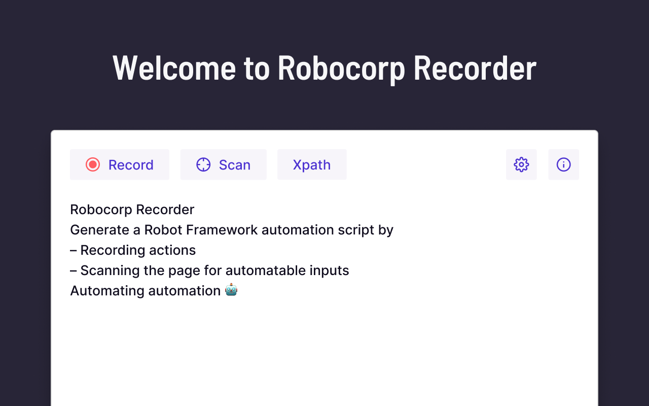 RobocorpRecorder A JavaScript repository from Robocorp Robocorp