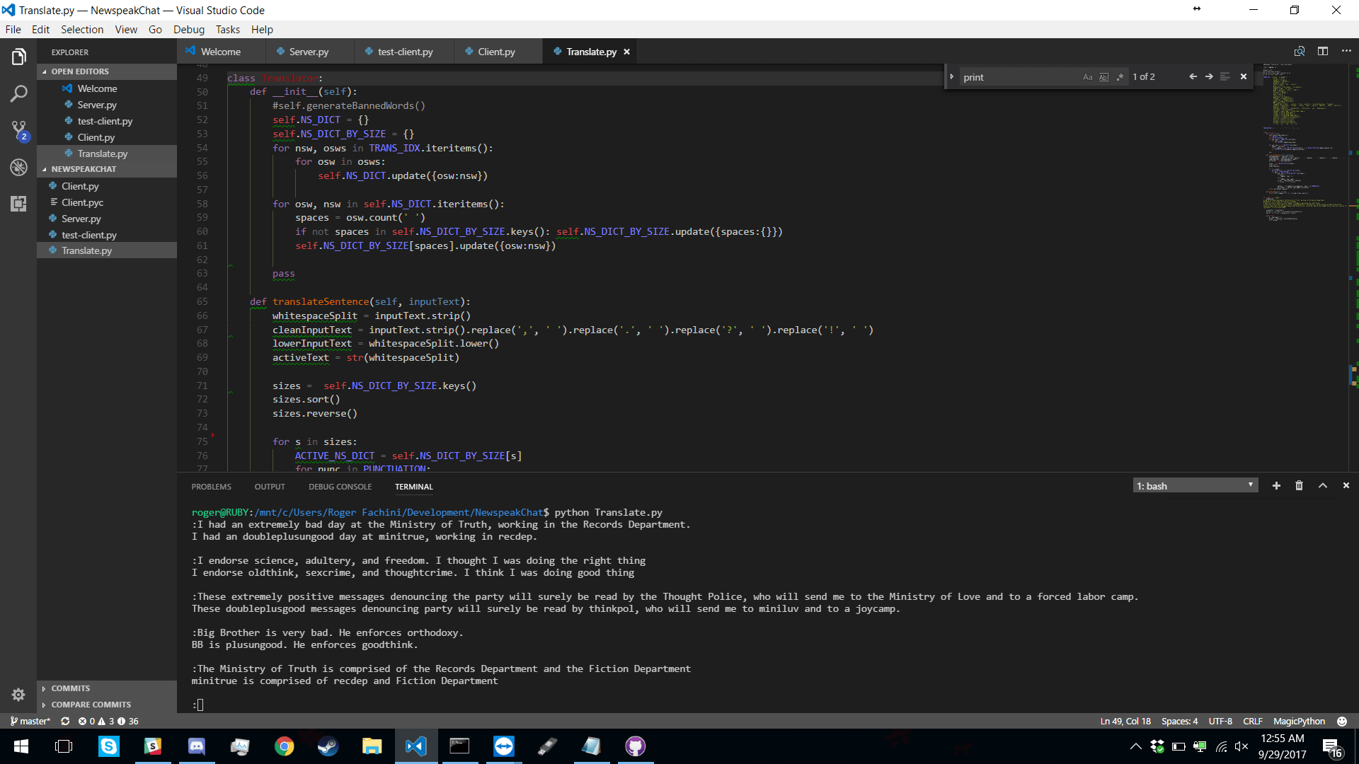 GitHub rogerfachini/NewspeakTranslator An assignment for my English