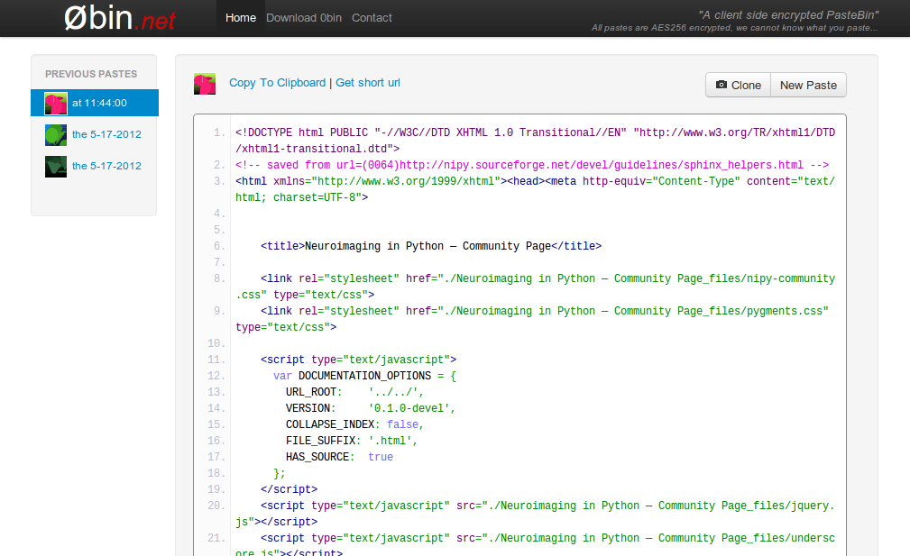 0bin, implémentation Python de zerobin (pastebin chiffré côté client