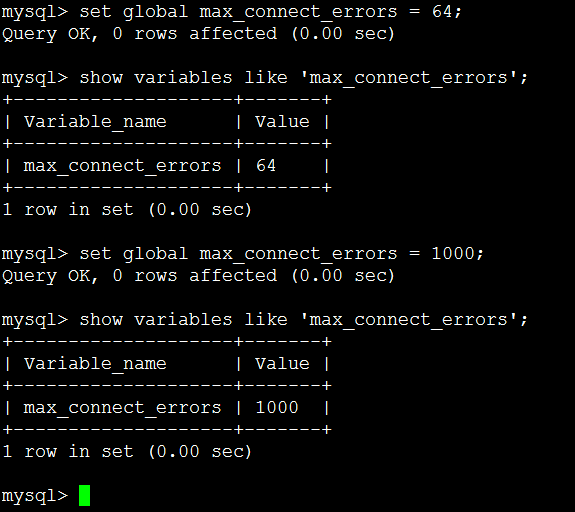 mysql blocked because of many connection errors 三木